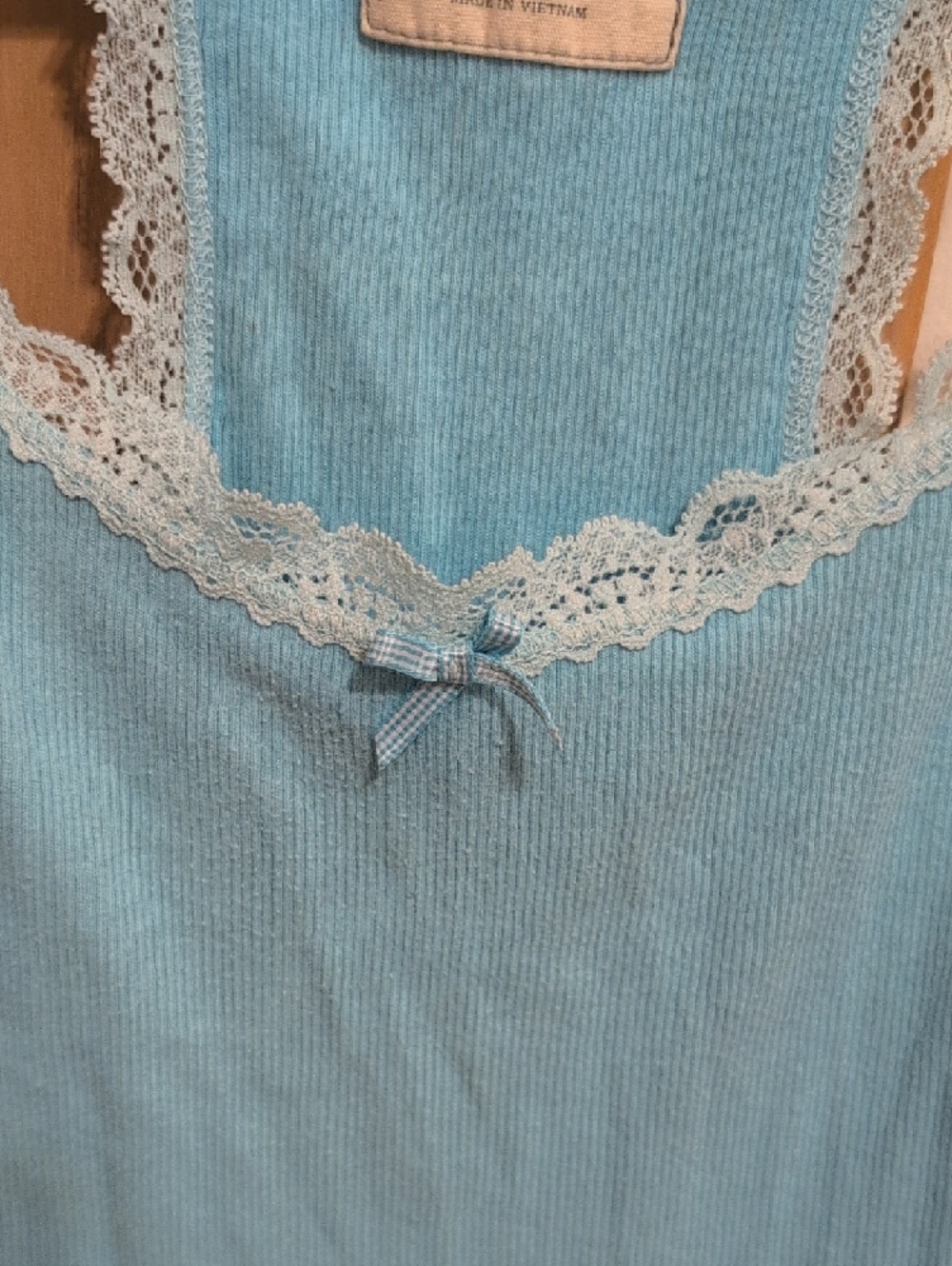 Hollister Light Blue Ribbed Lace-Trim Tank - Picture 4 of 4